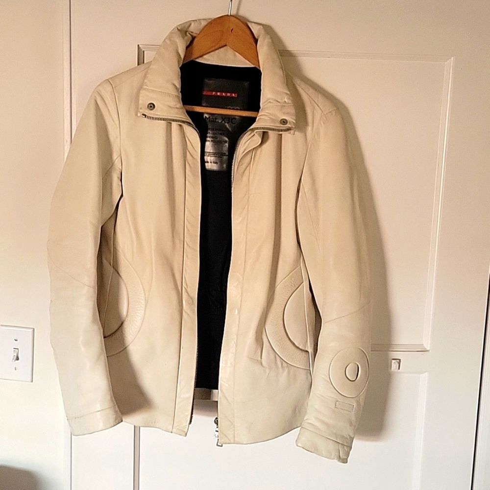 Prada Leather Jacket White Women's